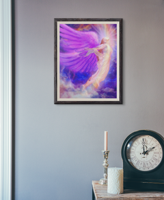 Angel of Ascension Framed Painting Over Clock