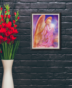 Angel of Bliss Framed Painting With Flowers