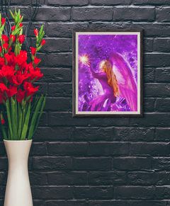 Angel of Crystals Framed Painting With Flowers