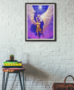 Archangel with Torch and Sword Framed Painting In Hallway